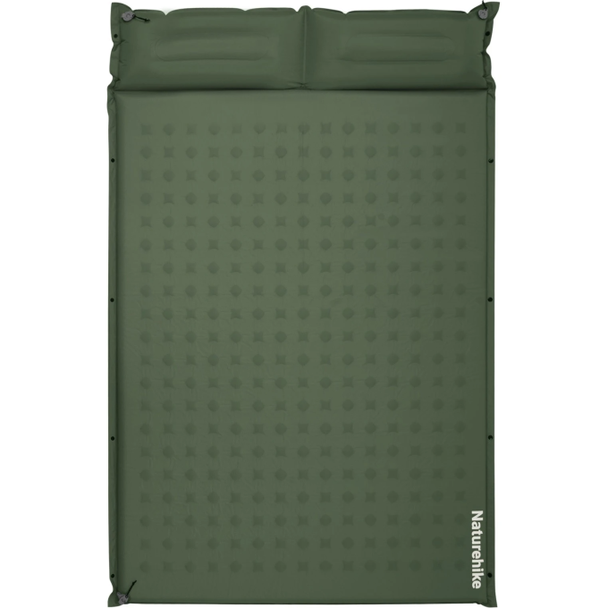 Коврик NATUREHIKE CNK2550WS025 D SERIES 6см с подушкой R4.9 Double самонадувной туристический зеленый 6977465868749