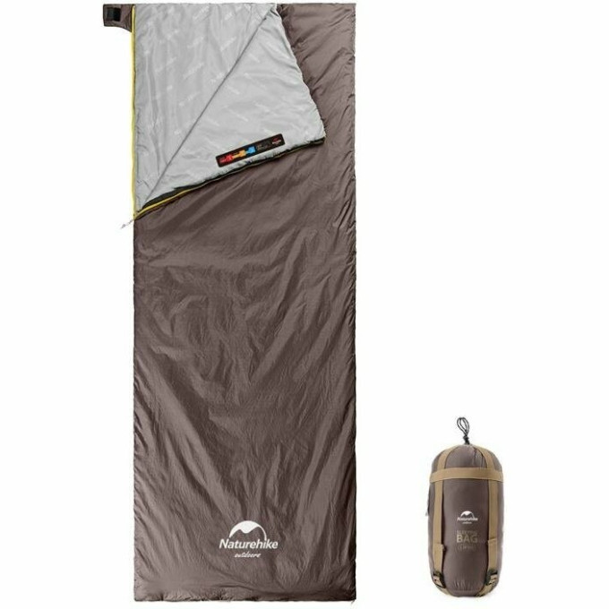Мешок спальный NATUREHIKE NH21MSD09 мини LW180 размер M серо-коричневый 6927595777954